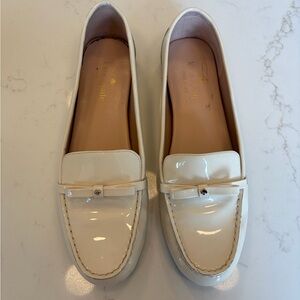 kate spade Patent Leather Cream Loafers with Bow